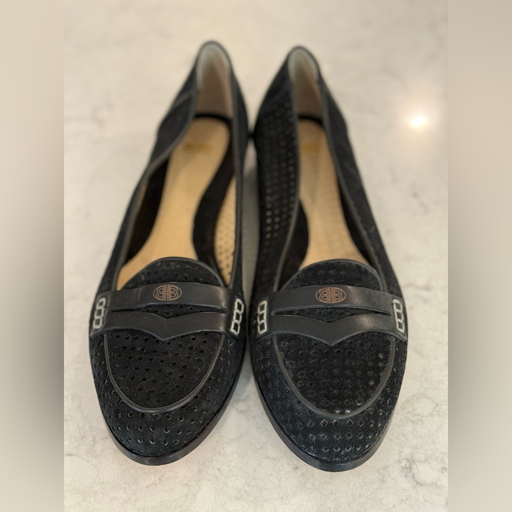 Boss Hugo Boss black suede perforated loafers 8 NWOB